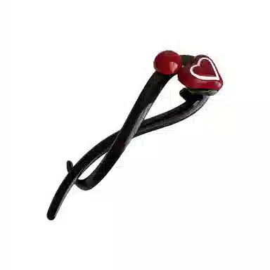 蒙妮 安可拉红色爱心扭扭抓夹一字夹 树脂 发夹 女款