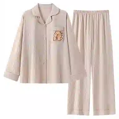 静英鸾 翻领卡皮巴拉甜美风休闲舒适家居服睡衣套装 男女同款
