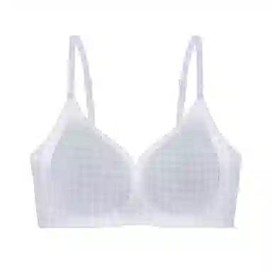 二三二三 裸感冰凉亲肤柔软内衣舒适透气吸汗聚拢防下垂胸罩清新格子侧收副乳美背甜美百搭日常通勤可调节肩带文胸 女款