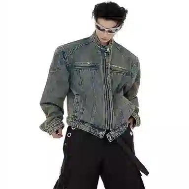 TUCANO Vintage Washed Collarless Denim Jacket