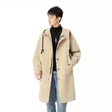 加荣 风衣男宽松休闲上衣高级感中长款英伦风大衣男春秋青少年连帽开衫披风秋冬季加棉加厚男装秋季潮牌户外男款斗篷防风外套 男女同款