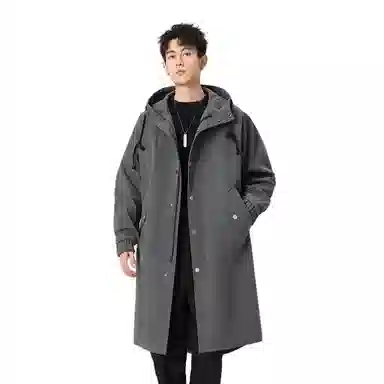加荣 风衣男宽松休闲上衣高级感中长款英伦风大衣男春秋青少年连帽开衫披风秋冬季加棉加厚男装秋季潮牌户外男款斗篷防风外套 男女同款