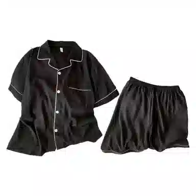 静英鸾 纯色翻领短袖短裤简约风休闲舒适家居服睡衣套装 男款
