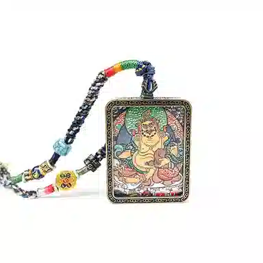 天纵 新中式藏式招财唐卡黄财神  复古个性国潮文玩 财运亨通 纳福转运 手工编绳高级感 水逆绝缘体#好运 合金 吊坠 男女同款情侣款