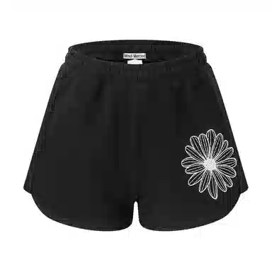 MARDI MERCREDI SS25 MINI SWEAT SHORTS FLOWER_BLACK WHITE