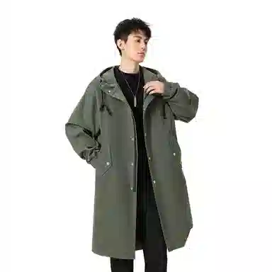 加荣 风衣男宽松休闲上衣高级感中长款英伦风大衣男春秋青少年连帽开衫披风秋冬季加棉加厚男装秋季潮牌户外男款斗篷防风外套 男女同款