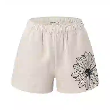 MARDI MERCREDI SS25 SWEAT SHORTS FLOWER_OATMEAL BLACK