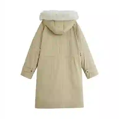 茵曼 连帽牛角扣中长款简约羽绒服 女款