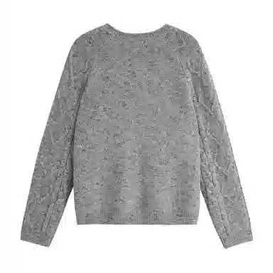 茵曼 复古杂色绞花圆领宽松针织衫 女款