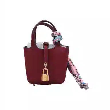 玄唐 迷你菜篮子包包车内后视镜高档耳机包时尚可储物 皮革 挂件 女款