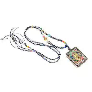 天纵 新中式藏式招财唐卡黄财神  复古个性国潮文玩 财运亨通 纳福转运 手工编绳高级感 水逆绝缘体#好运 合金 吊坠 男女同款情侣款