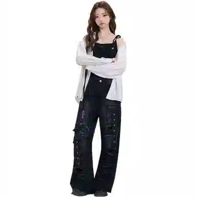 识恩 适中宽松阔腿时尚高腰牛仔裤 女款