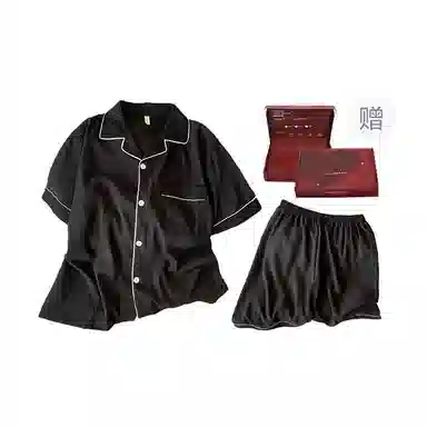 静英鸾 纯色翻领短袖短裤简约风休闲舒适家居服睡衣礼盒 男款