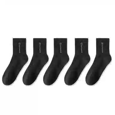 兰缪 四季款秋冬保暖加厚柔软亲肤纯色棉袜子情侣款透气防滑跑步运动休闲耐磨抗起球百搭中筒袜 男女同款 五双礼袋装