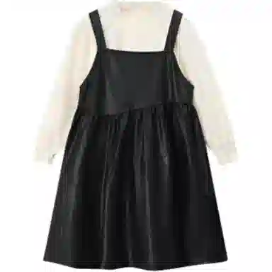 梦特娇 纯色打底衫皮质吊带连衣裙裙装套装 儿童款