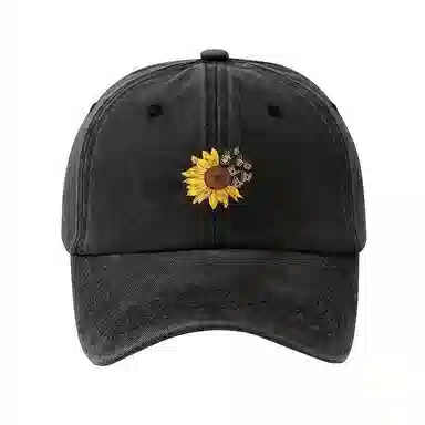 【出勤神器】 浪莎 韩系向日葵花卉印花复古做旧户外百搭 棉 鸭舌帽 男女同款情侣款