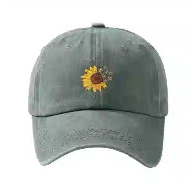 【出勤神器】 浪莎 韩系向日葵花卉印花复古做旧户外百搭 棉 鸭舌帽 男女同款情侣款