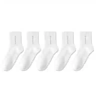 兰缪 四季款秋冬保暖加厚柔软亲肤纯色棉袜子情侣款透气防滑跑步运动休闲耐磨抗起球百搭中筒袜 男女同款 五双礼袋装