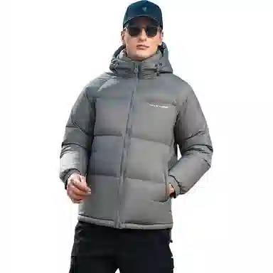 鸭鸭 极寒户外系列 中青年纯色韩版休闲基础百搭短款连帽加厚保暖运动面包羽绒服 男款