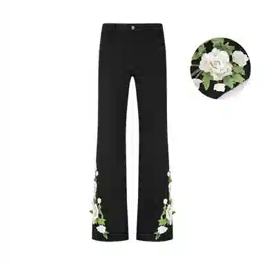 【万针刺绣3D立体浮雕】布客行 重工美式复古水洗直筒基础款花卉透气高街舒适亲肤休闲百搭微喇纯色长裤显高显瘦显腿长牛仔裤 男女同款