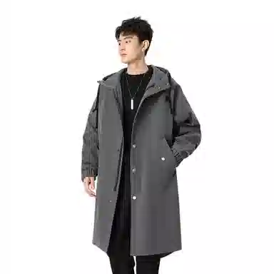 加荣 风衣男宽松休闲上衣高级感中长款英伦风大衣男春秋青少年连帽开衫披风秋冬季加棉加厚男装秋季潮牌户外男款斗篷防风外套 男女同款