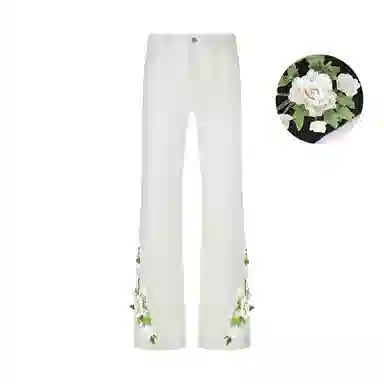 【万针刺绣3D立体浮雕】布客行 重工美式复古水洗直筒基础款花卉透气高街舒适亲肤休闲百搭微喇纯色长裤显高显瘦显腿长牛仔裤 男女同款