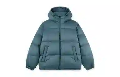 乔丹 纯色连帽拉链 保暖防风透气防水柔软舒适 百搭休闲通勤运动羽绒服 男款 烟暮蓝