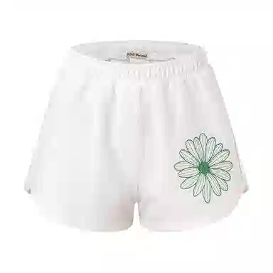 MARDI MERCREDI SS25 MINI SWEAT SHORTS FLOWER_WHITE GREEN