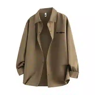 欧迪芬 基础款纯色多巴胺色系舒适简约时尚户外出行日常通勤经典学院风百搭无性别主义长袖翻领单排扣情侣休闲宽松衬衫 男女同款