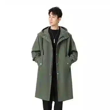 加荣 风衣男宽松休闲上衣高级感中长款英伦风大衣男春秋青少年连帽开衫披风秋冬季加棉加厚男装秋季潮牌户外男款斗篷防风外套 男女同款