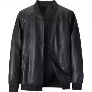 老爷车 中年男士皮夹克秋冬季棒球领时尚有型机车外套男休闲薄款皮衣 男款