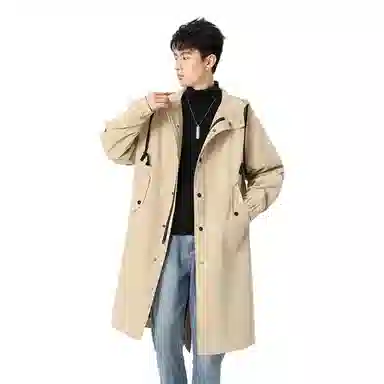 加荣 风衣男宽松休闲上衣高级感中长款英伦风大衣男春秋青少年连帽开衫披风秋冬季加棉加厚男装秋季潮牌户外男款斗篷防风外套 男女同款