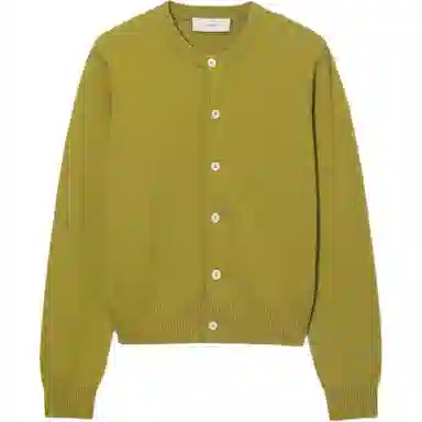 Dunst UNISEX CREWNECK KNIT CARDIGAN OLIVE KHAKI