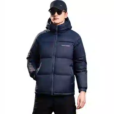 鸭鸭 极寒户外系列 中青年纯色韩版休闲基础百搭短款连帽加厚保暖运动面包羽绒服 男款