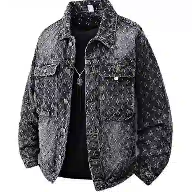 HIPHOPPUNKS Jacquard Vintage Denim Jacket