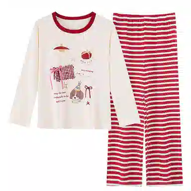 莫代尔 春秋开衫气质一体式免穿文胸清新家居服睡衣套装 女款