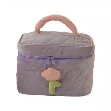 悦语实用少女心包 便携收纳防尘 化妆包奶油灯芯绒可爱化妆包高级感可爱洗漱包便携大容量化妆品收纳包