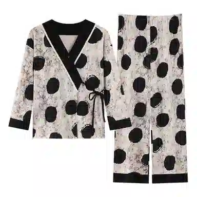 莫代尔 清新春秋气质一体式带杯垫月子家居服睡衣套装 女款