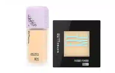 美宝莲 轻亲粉底液粉饼彩妆套装 自然无瑕