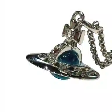 Vivienne Westwood New Tiny Orb Necklace Lake Blue Silver