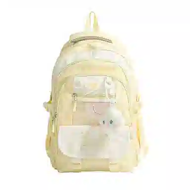 單倉 可爱休闲卡通痛包校园小清新初高中学生大容量书包 尼龙布 背包双肩包 常规 女款 粉色/蓝色/黑色/绿色/黄色