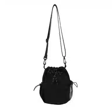 德力熊 百搭休闲简约抽绳束口水桶手机包潮流 尼龙 斜挎单肩包 常规 女款