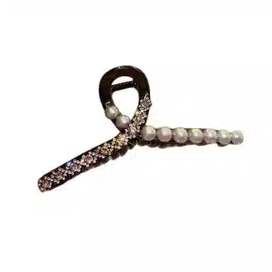 丹琴 轻奢闪钻 高级感韩版镶钻抓夹大号盘发鲨鱼夹后脑勺发卡发饰 树脂/水钻/仿珍珠 发夹 女款