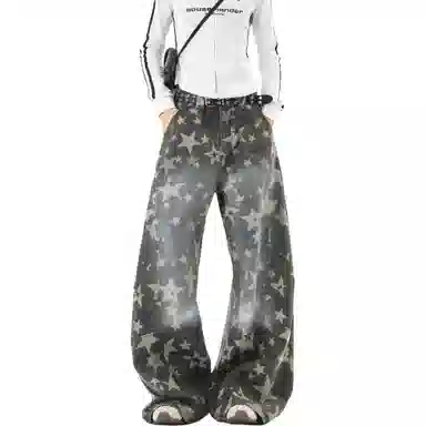 Zoffili Vintage Star Camouflage Wide Leg Jeans