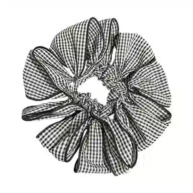 蒙妮 韩系时尚格纹超大号大肠圈 布艺 发圈 女款