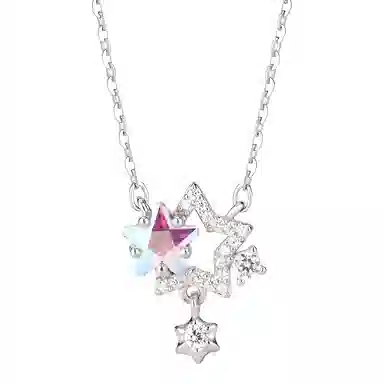【999纯银|幻彩星星】 琉堇 在逃公主少女心灵动双星锁骨链 约会穿搭简约百搭星光流苏轻奢颈链 浪漫告白甜美礼盒 锆石 项链 女款
