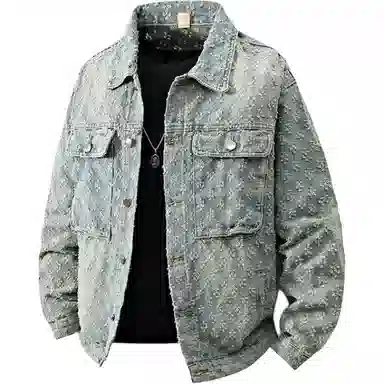 HIPHOPPUNKS Jacquard Vintage Denim Jacket