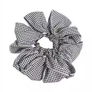 蒙妮 韩系时尚格纹超大号大肠圈 布艺 发圈 女款