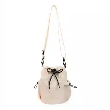 德力熊 百搭休闲简约抽绳束口水桶手机包潮流 尼龙 斜挎单肩包 常规 女款