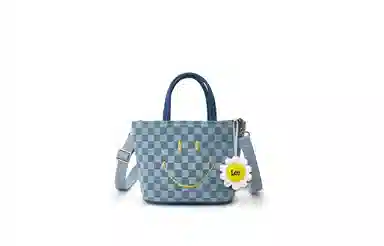 Lee x Smiley Checkered Tote Bag Blue